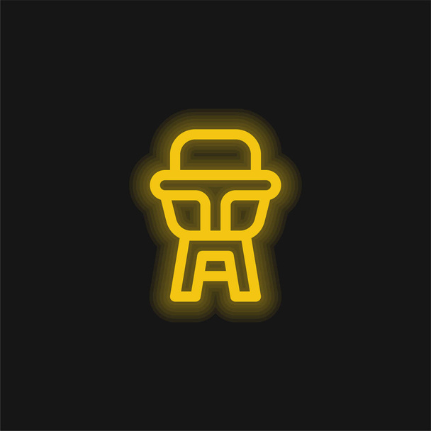 Baba szék sárga izzó neon ikon - Vektor, kép