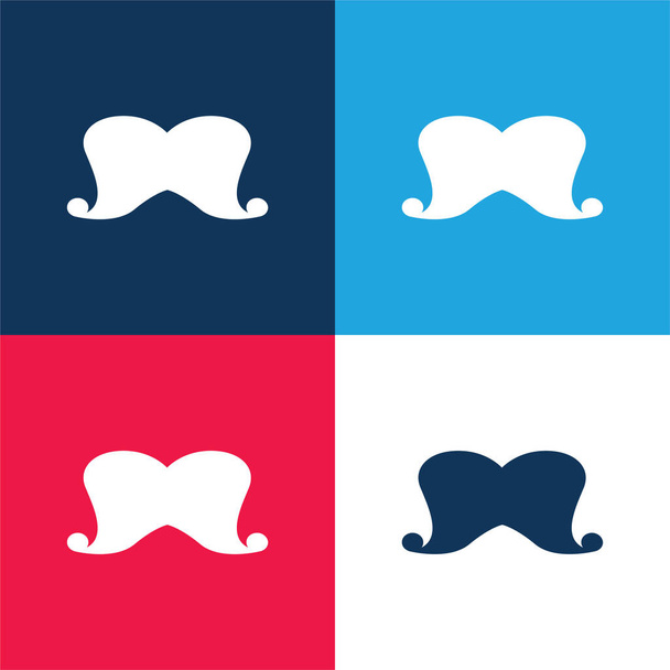Big Moustache azul y rojo conjunto de iconos mínimo de cuatro colores - Vector, Imagen