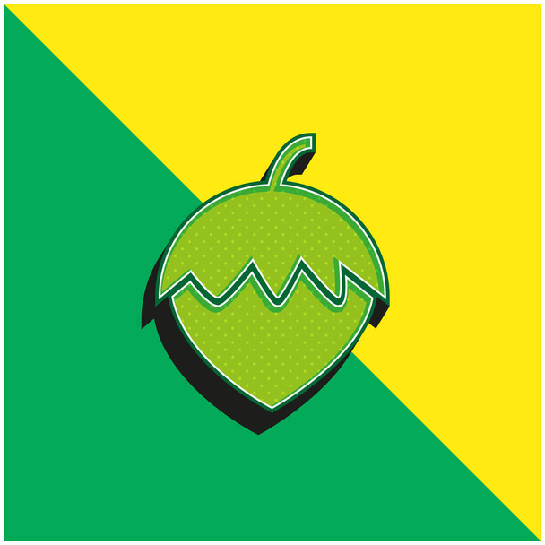 Желудь Зеленый и желтый современный 3d векторный логотип - Вектор,изображение