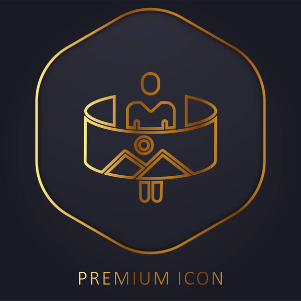 360 linha dourada logotipo premium ou ícone - Vetor, Imagem