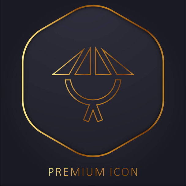 Bamboo Hat golden line premium logo or icon - Vector, Image