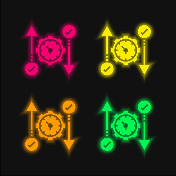 Ágil quatro cores brilhante ícone de vetor de néon - Vetor, Imagem