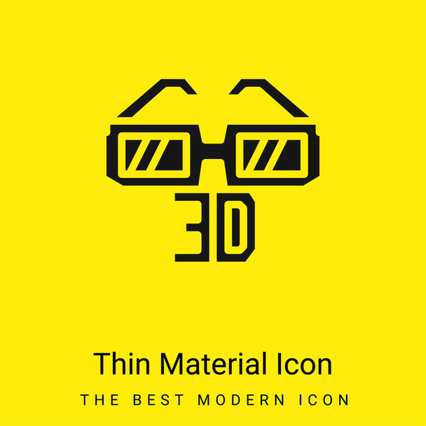 3d Okulary minimalna jasnożółta ikona materiału - Wektor, obraz