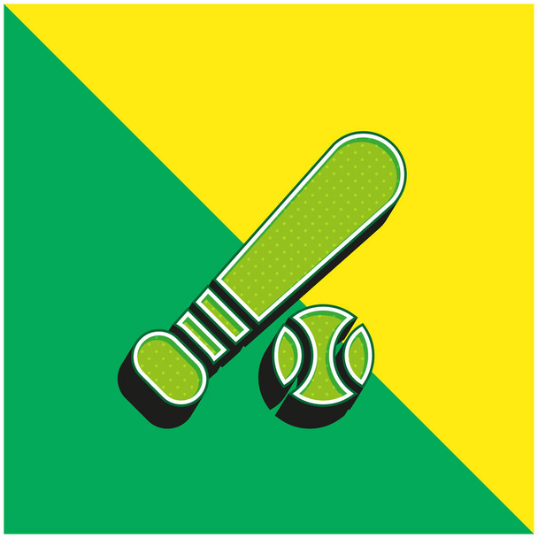Baseball Ball Vihreä ja keltainen moderni 3d vektori kuvake logo - Vektori, kuva