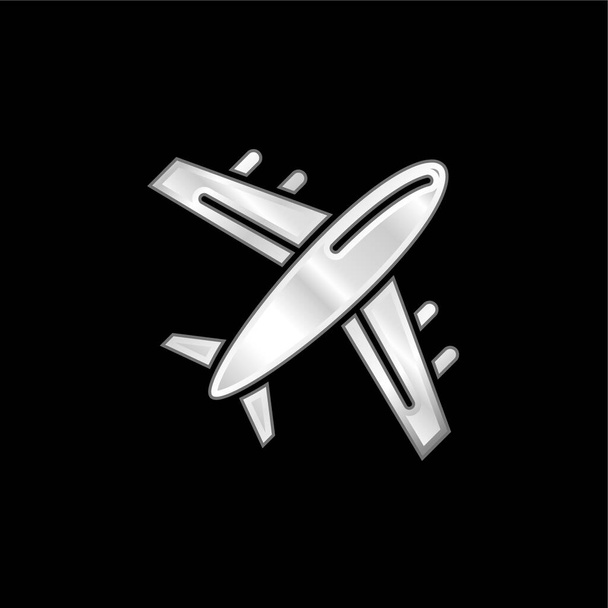 Avión plateado icono metálico - Vector, Imagen