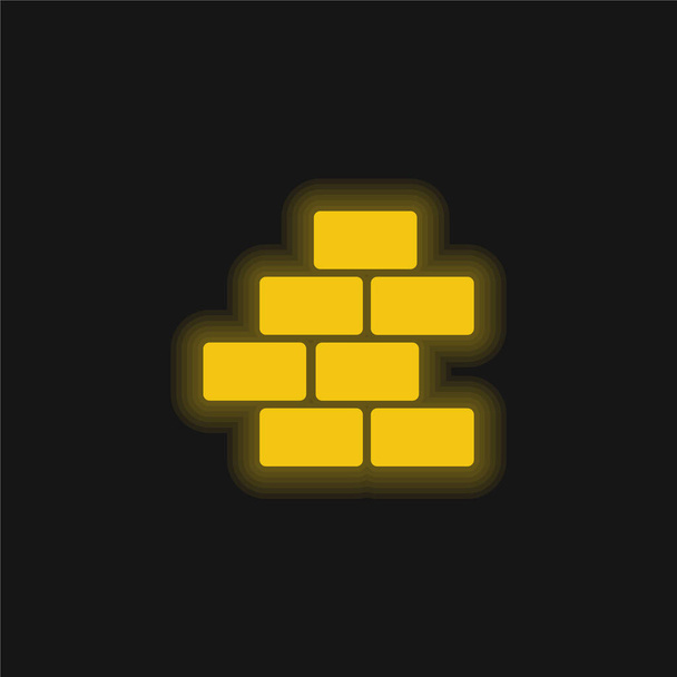 Bricks yellow glowing neon icon - Vector, Image