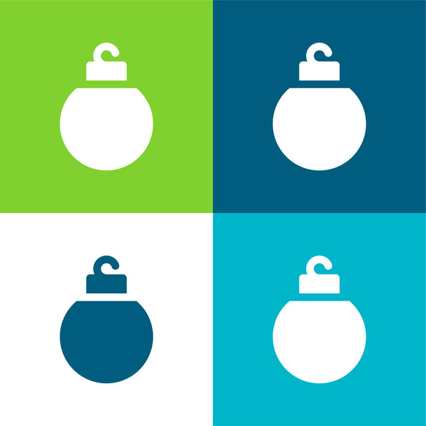 Bauble Flat four color minimal icon set - Vector, Image