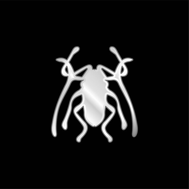 Жук-насекомое Trictenotomidae серебристый металлический значок - Вектор,изображение