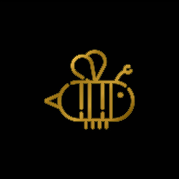 Abeja chapado en oro icono metálico o logo vector - Vector, Imagen