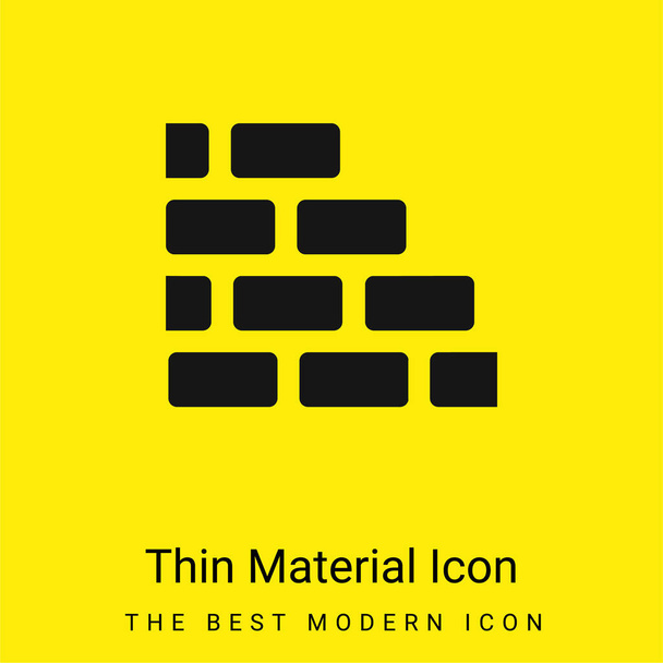Muro de ladrillo mínimo icono de material amarillo brillante - Vector, Imagen