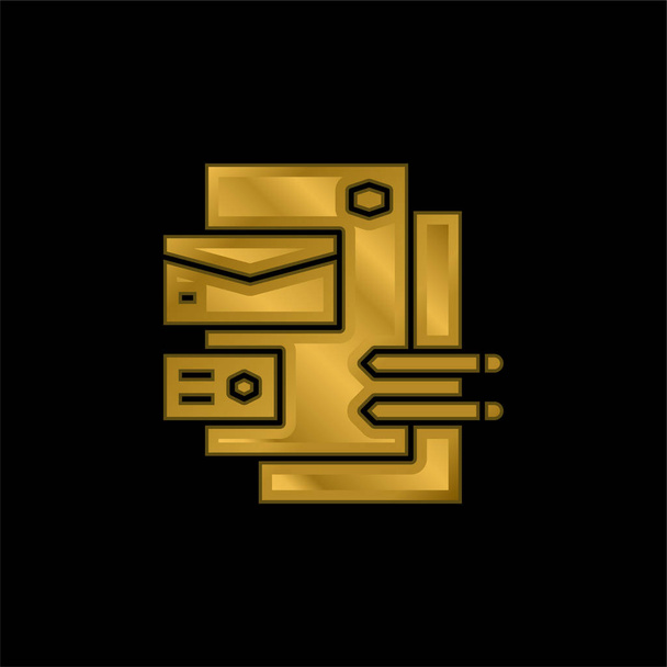 Marcare a caldo icona metallica placcata oro o vettore logo - Vettoriali, immagini