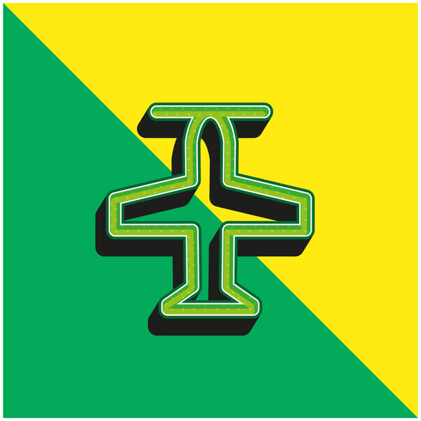 Airscrew Groen en geel modern 3D vector icoon logo - Vector, afbeelding
