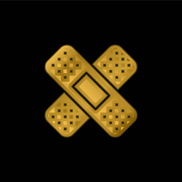 Band Aid chapado en oro icono metálico o vector de logotipo - Vector, Imagen
