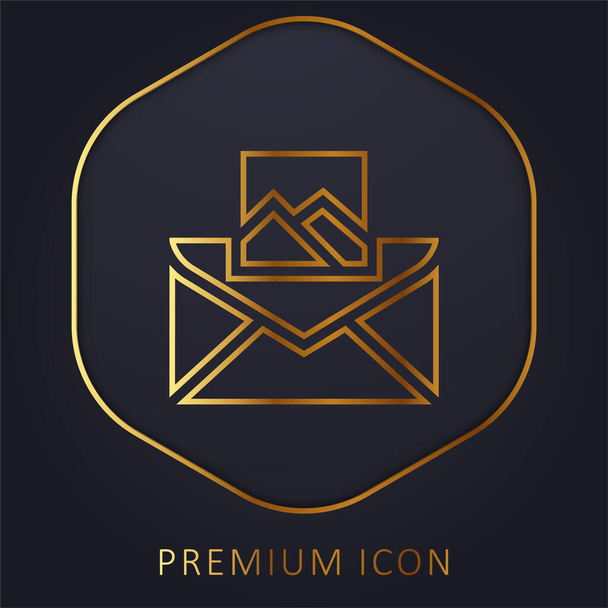 Anexar logotipo premium linha dourada ou ícone - Vetor, Imagem