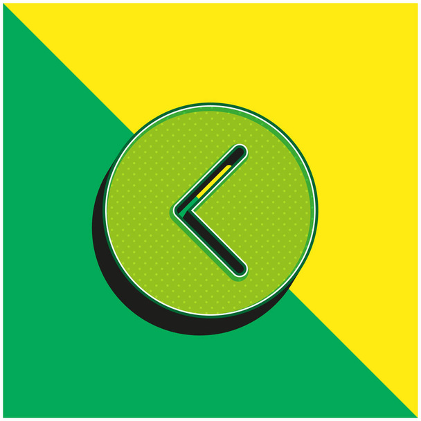 Pijl Wijzend Links Binnenkant Een Cirkel Groen en geel modern 3D vector pictogram logo - Vector, afbeelding