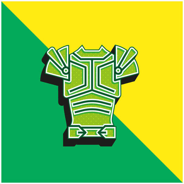 Zırh Yeşil ve Sarı Modern 3D vektör simgesi logosu - Vektör, Görsel