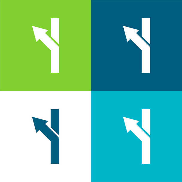 Pijlvorm Draaien naar links Vlak vier kleuren minimale pictogram set - Vector, afbeelding
