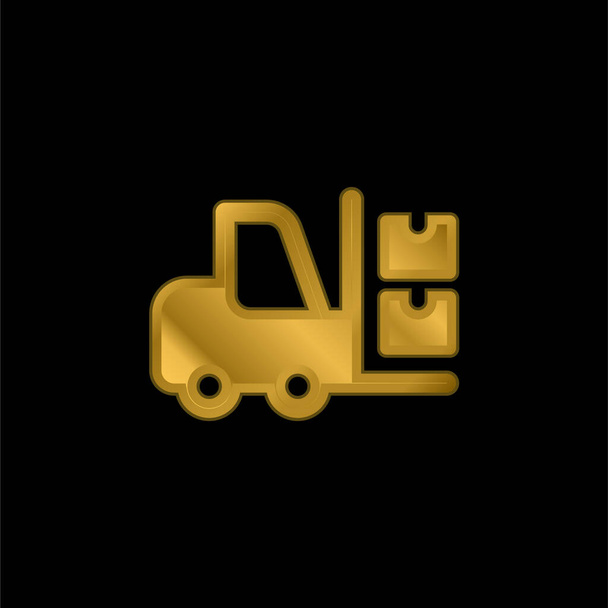 Boxes gold plated metalic icon or logo vector - Vector, Image