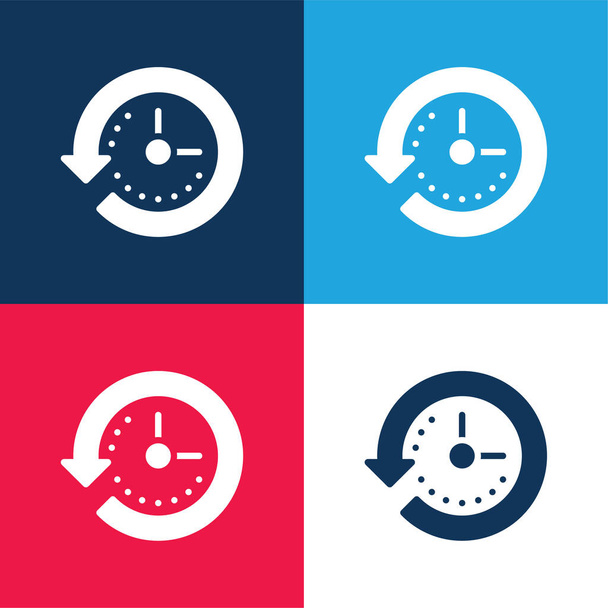 Flecha azul y rojo conjunto de iconos mínimo de cuatro colores - Vector, imagen