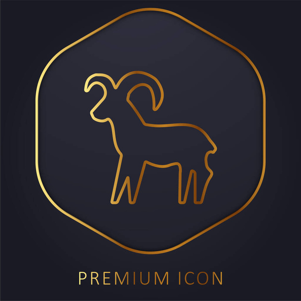Aries Sign logotipo de línea dorada premium o icono - Vector, Imagen