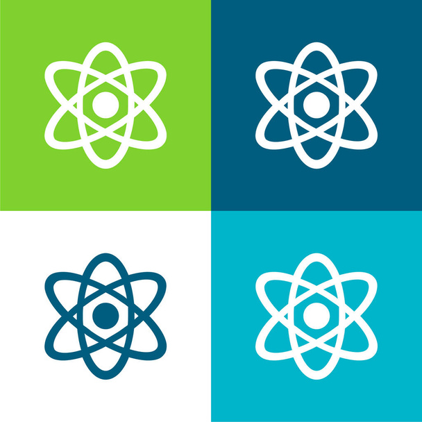 Set di icone minimali Atom Flat a quattro colori - Vettoriali, immagini