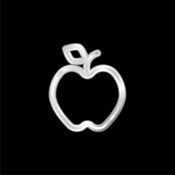 Apple silver plated metallic icon - Vector, Image