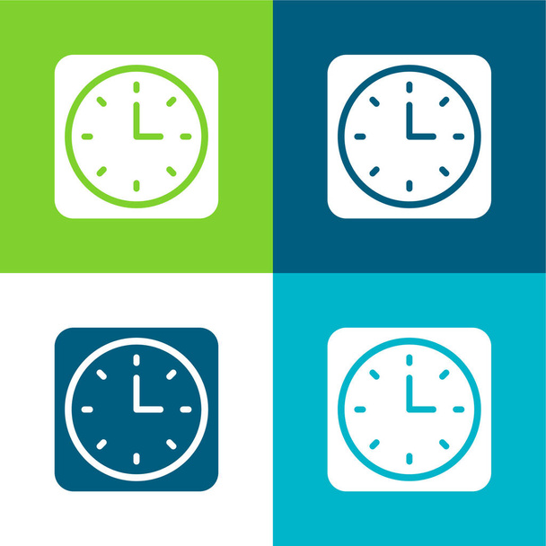 Alarm hodiny Byt čtyři barvy minimální ikona nastavena - Vektor, obrázek
