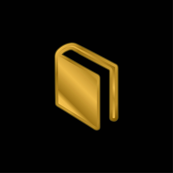 Βιβλίο του μαύρου εξωφύλλου σε διαγώνια θέση επίχρυσο μεταλλικό εικονίδιο ή διάνυσμα λογότυπο - Διάνυσμα, εικόνα
