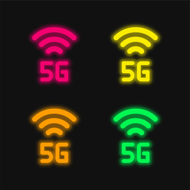 5g чотири кольори, що світяться неоном Векторна піктограма
 - Вектор, зображення