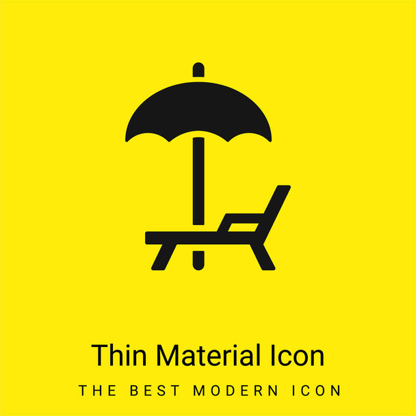 Strand paraplu En hangmat minimale helder geel materiaal icoon - Vector, afbeelding
