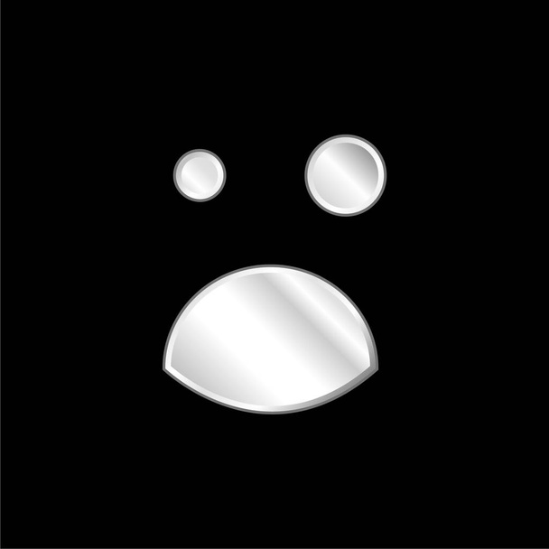 Black Eye And Opened Mouth Emoticon Square Face серебристый металлический значок - Вектор,изображение