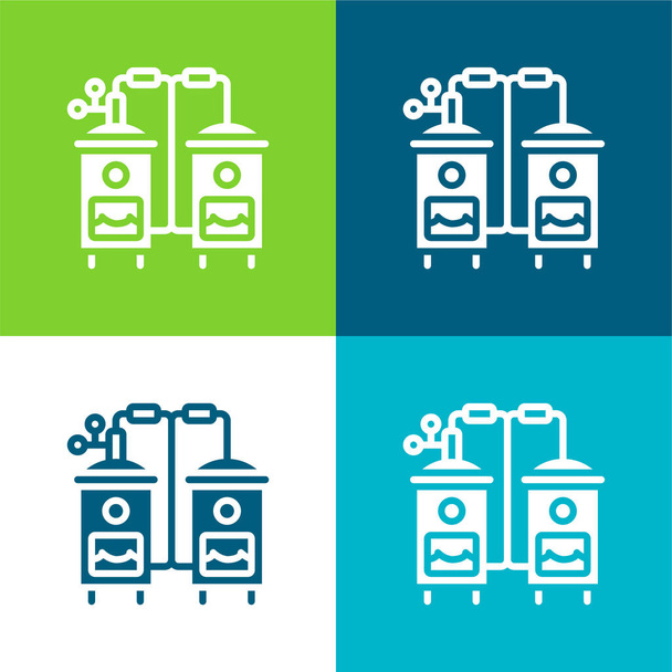 Kazán Lakás négy szín minimális ikon készlet - Vektor, kép