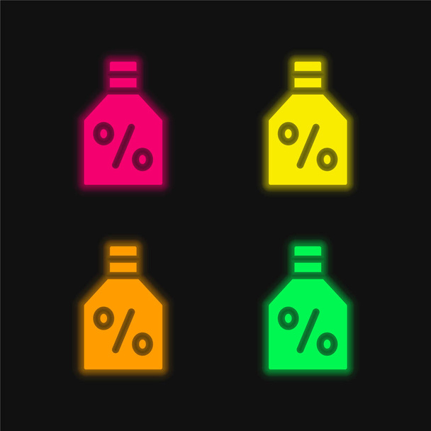 Alkoholi nelivärinen hehkuva neon vektori kuvake - Vektori, kuva