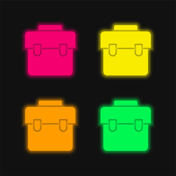 Táska négy színű izzó neon vektor ikon - Vektor, kép