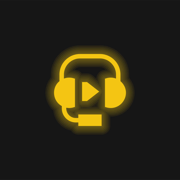 Audio keltainen hehkuva neon kuvake - Vektori, kuva