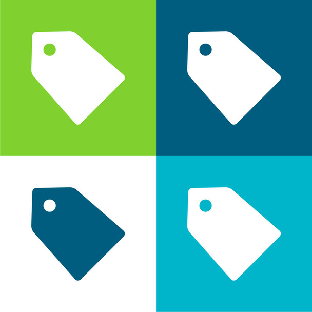Fekete címke Kedvezmények Lapos négy szín minimális ikon készlet - Vektor, kép
