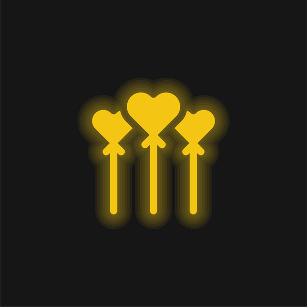 Palloncini giallo incandescente icona al neon - Vettoriali, immagini