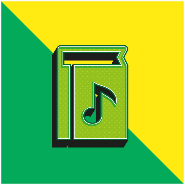 Libro de la música verde y amarillo moderno vector 3d icono logo - Vector, imagen