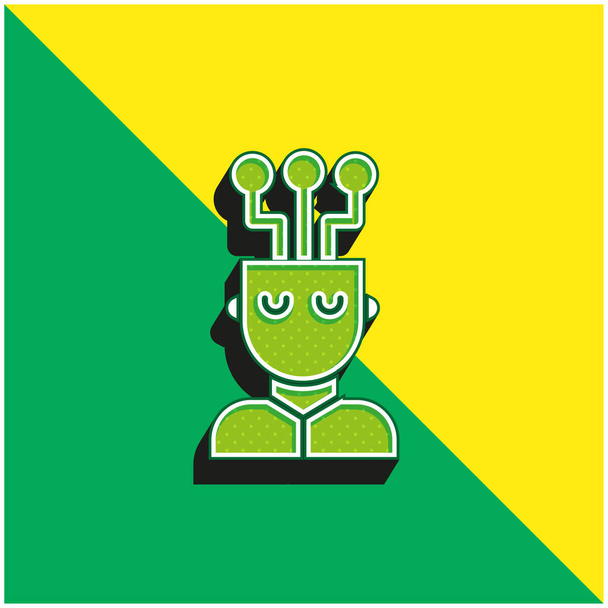 AI Verde e amarelo moderno logotipo do ícone do vetor 3d - Vetor, Imagem