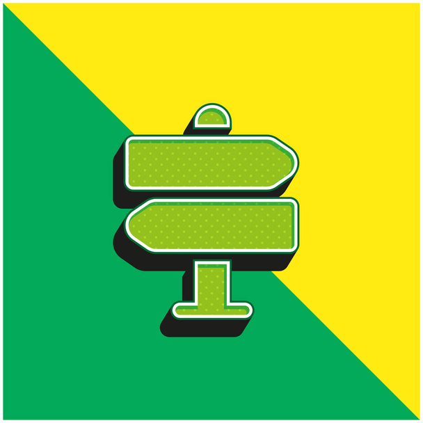 Διεύθυνση Πράσινο και κίτρινο σύγχρονο 3d διάνυσμα εικονίδιο λογότυπο - Διάνυσμα, εικόνα