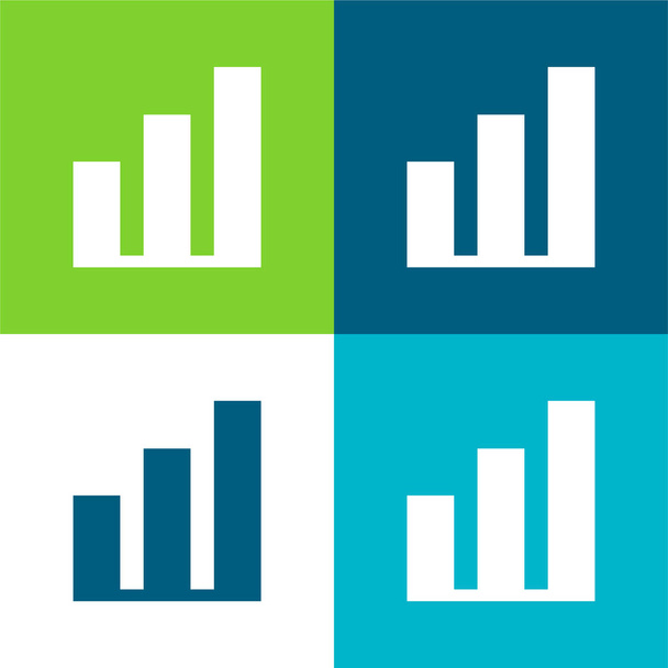 Bar Chart Flat négy szín minimális ikon készlet - Vektor, kép