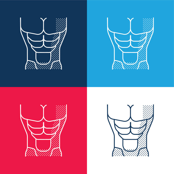 ABS niebieski i czerwony zestaw czterech kolorów minimalny zestaw ikon - Wektor, obraz