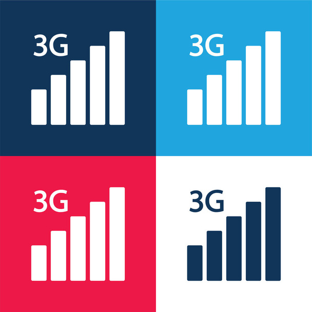 Set di icone minime a quattro colori blu e rosso 3g - Vettoriali, immagini