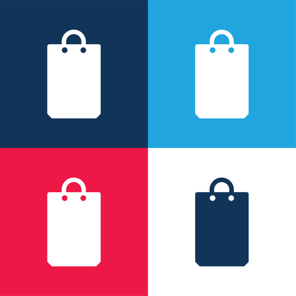 Saco azul e vermelho conjunto de ícones mínimos de quatro cores - Vetor, Imagem