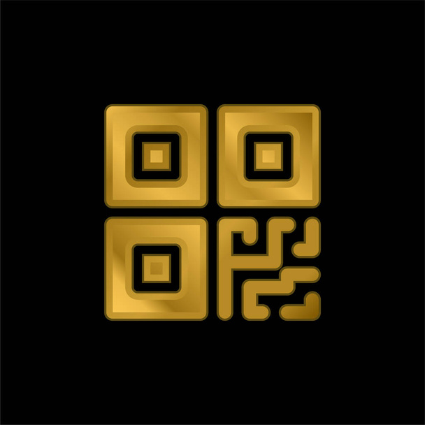 Código de barras chapado en oro icono metálico o logo vector - Vector, Imagen