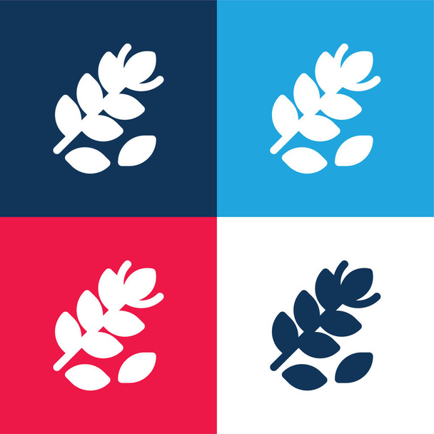 Branch azul y rojo conjunto de iconos mínimo de cuatro colores - Vector, Imagen