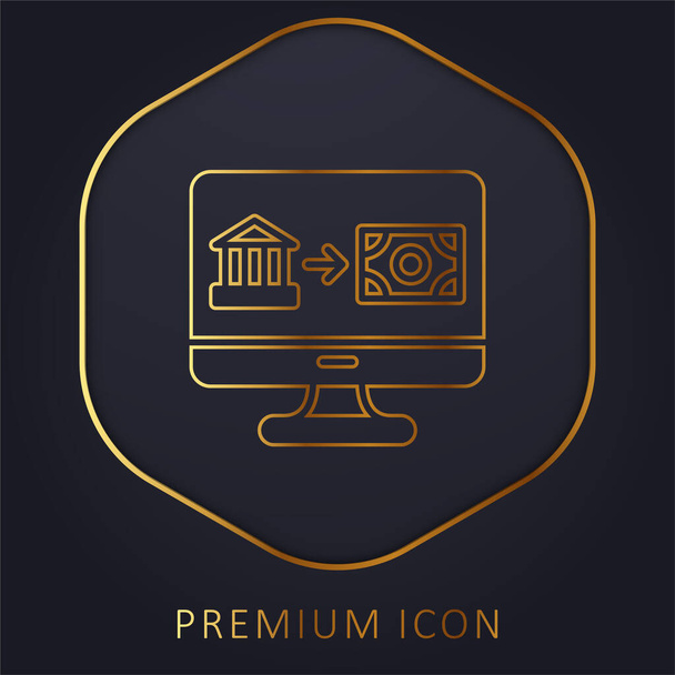 Virement bancaire ligne d'or logo premium ou icône - Vecteur, image