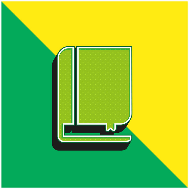 Βιβλίο και σελιδοδείκτης Πράσινο και κίτρινο σύγχρονο 3d διάνυσμα λογότυπο εικονίδιο - Διάνυσμα, εικόνα