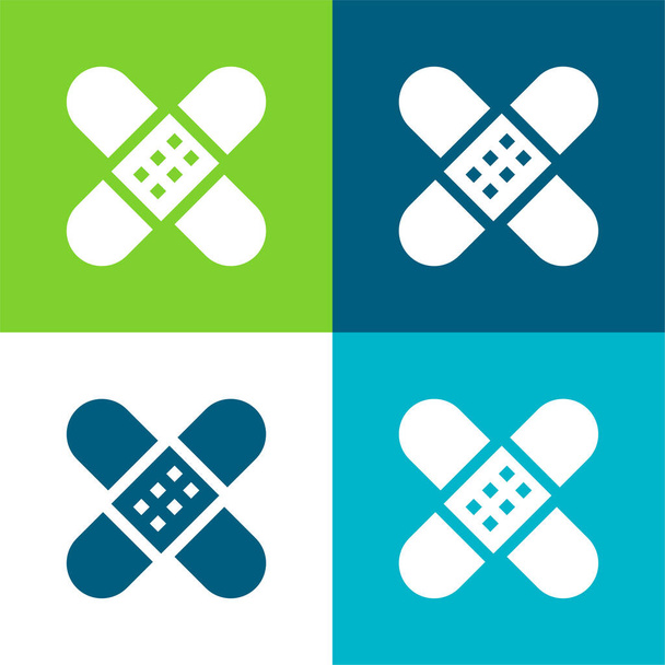 Bandage Set icona minimale piatto a quattro colori - Vettoriali, immagini