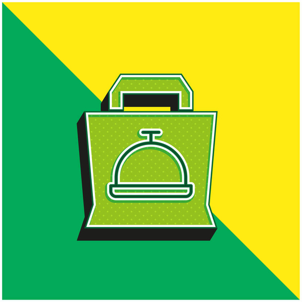 Saco Verde e amarelo moderno logotipo do ícone do vetor 3d - Vetor, Imagem